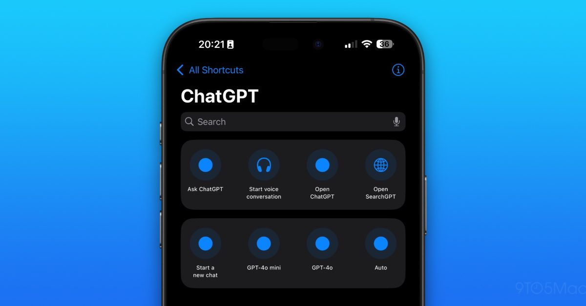 ChatGPT for iOS adds new shortcut for using SearchGPT